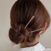 ZAYOIZY 4pcs Metal Hair Sticks Hair Bun Chopsticks Hair Pins Simple Sturdy Alloy Sticks for Women Long/Thick/Curly Hair, Silver&Gold