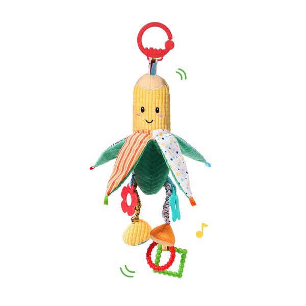 Hanging Rattles Toys, Car Seat Toys for Babies 0-6 Months, Newborn Crib Toys Sensory Corn Soft Stuff Baby Stroller Toys with Crinkle, Squeaky & Teether for Babies Boys Girls 0 3 6 9 to 12 Months