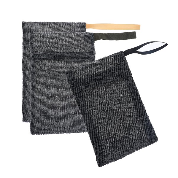 COMNICO 3PCS Soap Bag Nylon Exfoliating Soap Saver Pocket Mesh Bar Soap Foam Lather Pouch Drying Soap Holder Body Scrubber Rough Sponge Exfoliator for Bath Shower