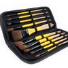ARTIFY 10 Pieces Paint Brush Set, Intermediate Series, Includes a Carrying Case, Premium Horse Bristle Brushes for Acrylic, Watercolor, Oil and Gouache Painting (Yellow - Horse Hair)
