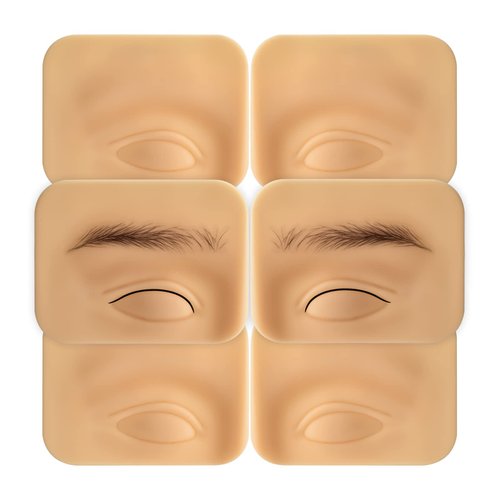ATOMUS 3 Pairs Tattoo Practice Skin for Eyebrows Eyeliner 3D Permanent Makeup Silicone Fake Skin Microblading Supplies for Beginners and Experienced Artists