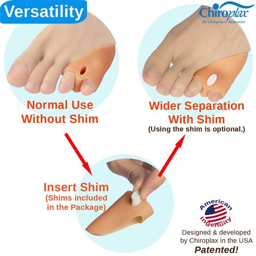 Chiroplax Tailor's Bunion Corrector Pads Bunionette Pain Relief Pinky Little Toe Straightener Separator Cushion Splint Protector Shield Spacer Cover Guard (4 Pads, Shims - Medium)