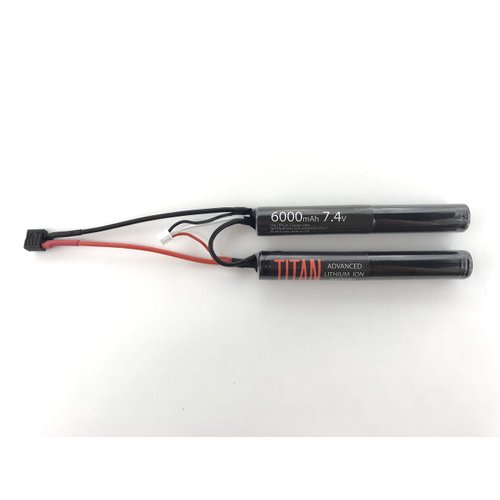 Titan Lithium-Ion Airsoft Battery | 6000mAh 7.4v Nunchuck T-Plug (Deans) | Maximum Capacity & Performance | Made in The USA