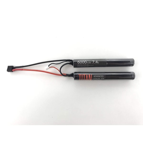 Titan Lithium-Ion Airsoft Battery | 6000mAh 7.4v Nunchuck T-Plug (Deans) | Maximum Capacity & Performance | Made in The USA
