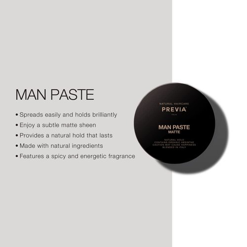 PREVIA Man Paste - Matte Hair Styling Paste - Molding Hair Paste with Natural Hold (3.38 oz)