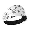 OTVEE Black Gray Dog Paw Print Headband for Women, Elastic Headwraps Hair Band Sweatband
