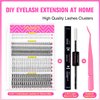TDANCE Natural Individual Lash Clusters Kit Multi-type Mixed DIY Eyelash Extension:Bottom Lashes, Volume Lashes, 7D Wispy Spikes Fans, 20D Clusters, Bond&Seal, Lash Tweezer DIY at Home (5-16mm, Kit)