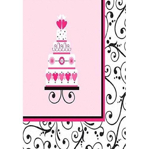 Amscan Sweet Wedding Beverage Party Napkins (36 Piece), 5 x 5, Pink/White/Black
