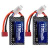 URGENEX Lipo Battery 7.4V 1100mAh RC Battery with Deans T Plug 35C High Discharge Rate 2S Lipo Battery Compatible with HBX, BEZGAR and Most 1/10, 1/12, 1/16, 1/18 Scale RC Car Truck Truggy