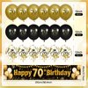 70th Birthday Decorations for Men Women Black and Gold, Black Gold Birthday Yard Banner Sign and 18 PCS 70th Happy Birthday Balloons for 70th Anniversary Birthday Party Supplies Outdoor Yard Decor