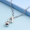 Yheakne Ball Toggle Necklace Choker Silver Ball Pendant Necklace Punk Paperclip Chain Necklace Harmony Ball Necklace Jewelry for Women and Girls Moms Gifts