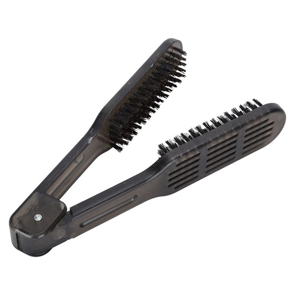 Double-Sided Boar Bristle Hair Straightening Comb with Clamp - Hair Detangler and Styling Tool to Reduce Split Ends