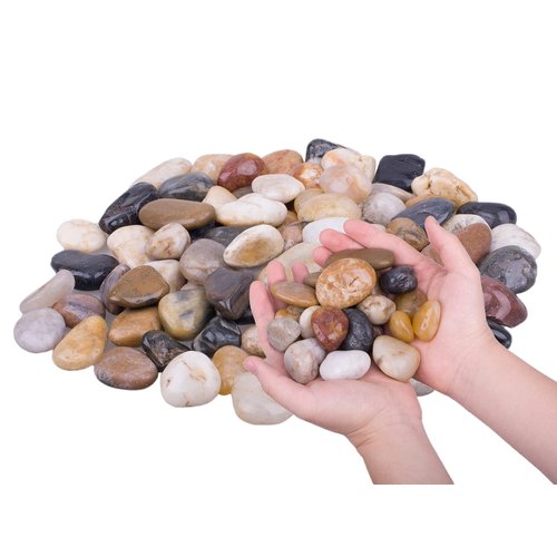 HOT SEAL 1.9 lb Mixed Color River Rock Stones 1~1.5", Natural Decorative Highly Polished Pebbles, Outdoor Decorative Stones for Plant, Aquariums, Landscaping, Garden Flower Bed, Vase Fillers