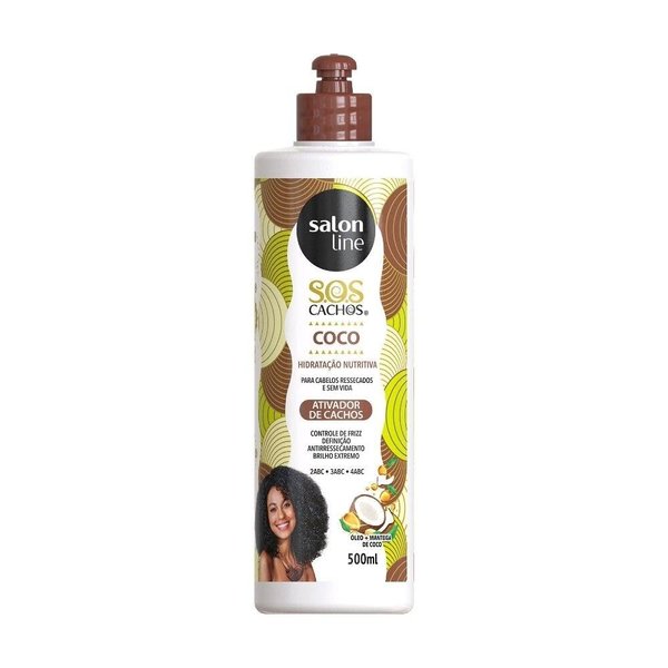 Salon Line - Linha SOS Cachos (Oleo de Coco) - Ativador de Cachos Tratamento Profundo 500 Ml - (SOS Curls (Coconut Oil) Collection - Deep Treatment Curl Activator 16.50 Fl Oz)