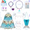 10 PCS Princess Dress Up for Girls 4-6, Princess Dress Up Toys Sequin Mermaid Costume for Toddler Dress Up, Great Gift Set for 3 4 5 6 Year Old Girls Birthday Christmas Halloween