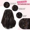 Flufymooz Ponytail Extension, 8 inch Short Claw Ponytail Extension Wavy Curly Jaw Clip in Pony tails Hair Extension Natural Synthetic Hairpiece for Women (Black Brown)