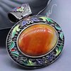 ROSEWARD Real Carnelian Crystal Necklace for Women Raw Gemstone Chakra Healing Stones Genuine Moldavite Crystal Pendant Energy Spiritual Jewelry, USA (Polished Oval with Vintage Metal Holder)