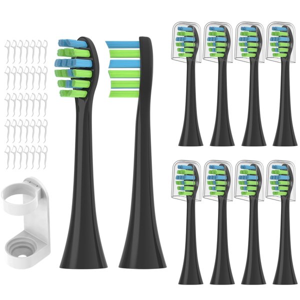 YMPBO 10 Pack Toothbrush Replacement Heads Compatible with 7AM2M AM101/AM105 Electric Toothbrush, Soft Dupont Brush Bristles, Black