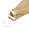 Lacer Hair Extensions Tape in Human Hair Natural Remy Rooted Seamless PU Skin Weft 100% Real Virgin Hair Ombre Golden blonde Color Double Side 50g 20pcs/set 20 inch, P#12/60