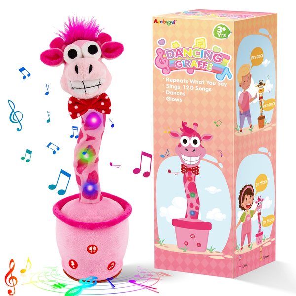 Ayeboovi Dancing Talking Giraffe Baby Toy, Singing Mimicking Recording Toy Repeats What You Say, Sunny Giraffe Singing 120 Songs Toddler Plush Toys for Kids Autism Toys for 3 4 5 6+ Year Olds
