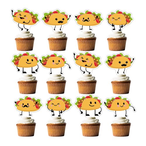 24 Pcs Taco Cupcake Toppers Mexican Fiesta Cake Decorations Fiesta Taco Party Supplies