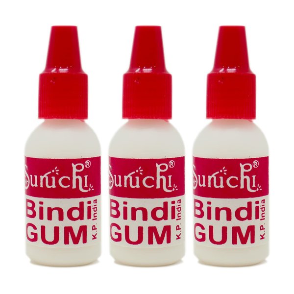 Yogic Mantra Suruchi Bindi Gum (3 Bottles Pack) Indian Bindi Glue for Skin. Temporary Body Glue for Skin Jewelry, Jewel Dots, Glitter Tattos, Gem Stones, Rhinestones & Forehead Maang Tikka Glue