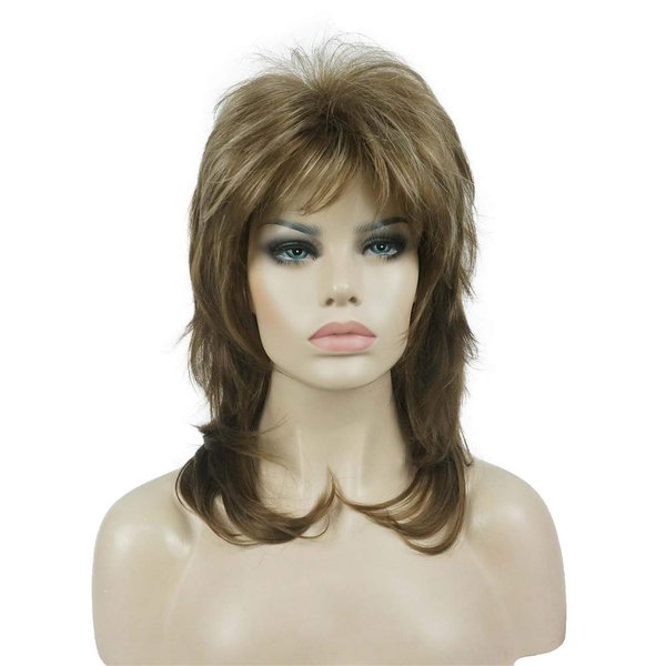 Aimole Shaggy Layered Wig Shoulder Length Women's Wig with Hair Bangs Premium Synthetic Hair Wig for Women (12TT26)