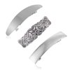 XHBTS 3 Set Silver Long and Thin Handmade Hair Clip Barrette,Metal Hair Pins French Styles Hair Barrettes Hair Clips for Women and Girls