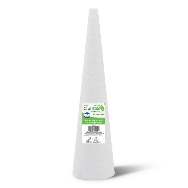 FloraCraft CraftFōM Cone 3.8 Inch x 14.8 Inch White