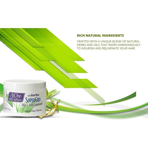 AtOne with Nature Hair and Scalp Conditioner - Hair SuperGro with Aloe Vera & Rosemary Extracts for Dry Hair 5.5 Oz