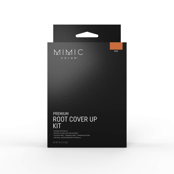 Mimic Color Root Cover Up Kit - Conceal Gray Roots, Contour, Thicken Eyebrows Instantly – Includes Compact, Root Brush, Eyebrow Brush and Carrying Pouch (Full Kit, Red)