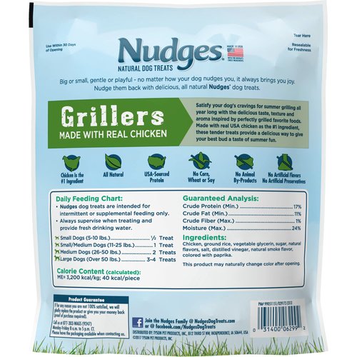 Blue Buffalo Nudges Grillers Natural Dog Treats, Chicken, 16oz Bag