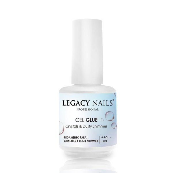 Legacy Nails Professional Gel Glue Crystals & Dusty Shimmer 0.5oz - Adhesive Gel for Crystals, Rhinestones & Nail Art Gems, Quick-Drying, Long-Lasting, Soak-Off, Easy to Use UV LED