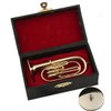 Dselvgvu Copper Miniature Baritone Horn with Stand and Case Mini Musical Instrument Miniature Dollhouse Model Mini Tuba Home Decoration (3.94"x1.42")