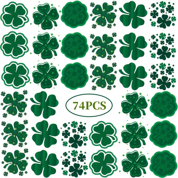 74 Sheets St. Patrick's Day Tattoos Stickers, Include St. Patrick Day Stickers, Shamrock Tattoos and Green Temporary Tattoos, Lucky Clover Temporary Tattoos for Party Favors Accessories or Irish Party