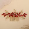 Rumtock Red Rhinestones Side Headpiece for Women Handmade Hair Comb with Crystal Handmade Long Hair Accessories (Red)