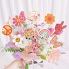 18 PCS Hippie Party Centerpiece Sticks Dasiy Bus 60s Retro Boho Peace Sign Hand Butterfly Two Groovy Table Flower Centerpieces Sticks for Hippie Two Groovy Carnival Theme Birthday Party Supplies