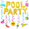 Summer Pool Beach Hanging Swirls 15 Pack Foil Ceiling Hanging Swirls Pool Party Balloons Swimming Pool Party Favors Beach Party Banner Beach Party Balloons