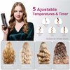 YAPOY Cordless Automatic Curling Iron Rechargeable Auto Curlers with 5 Temps & Timers, Heat Insulation Chamber, LCD Screen, Auto Shut-Off, Suitable for Short & Long Hair Styling - Grey&Magenta