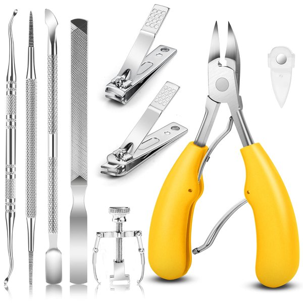JTIEO 9PACK Toenail Clippers Ingrown Toenail Tool Ingrown Toenail Tool Kit for Ingrown & Thick Nail Ingrown Toenail Treatment Ingrown Toenail Removal Kit Professional Tool Set