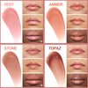 4 Pcs Hydrating Lip Gloss, REEF/AMBER/STONE/TOPAZ High Moisturizing Oil Tint with Hyaluronic Acid, High Shine for Plumper Looking Lips (#B)