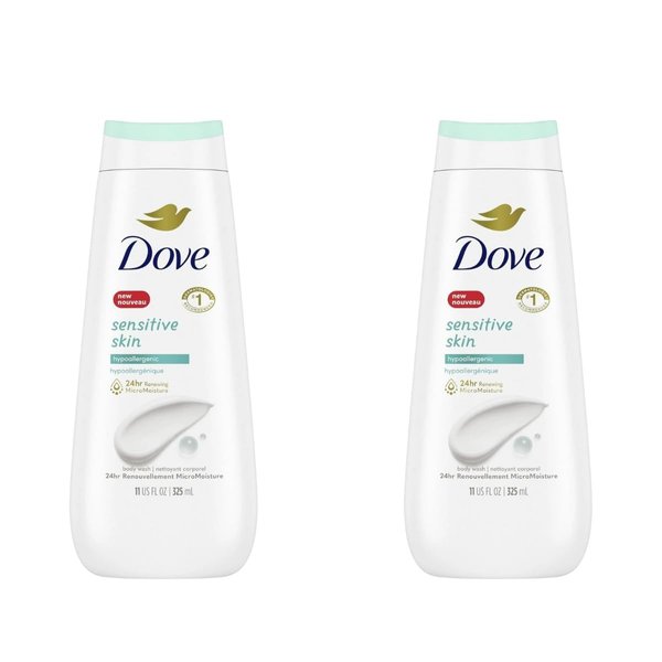 Dove Sensitive Skin Beauty Body Wash 11 oz (Pack of 2)