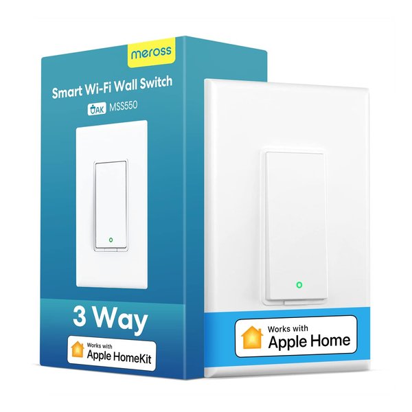 meross 3 Way Smart Switch, Smart Light Switch Supports Apple HomeKit, Siri, Alexa, Google Assistant & SmartThings, 2.4GHz WiFi Light Switch Neutral Wire Required, Remote Control Timer 1 Pack