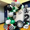 12 Pcs Black White Checkered Balloons 18 Inch, Big Black White Round Checkered Balloons Mylar Foil Checkered Balloons for Race Car Themed Birthday Party Decorations Supplies
