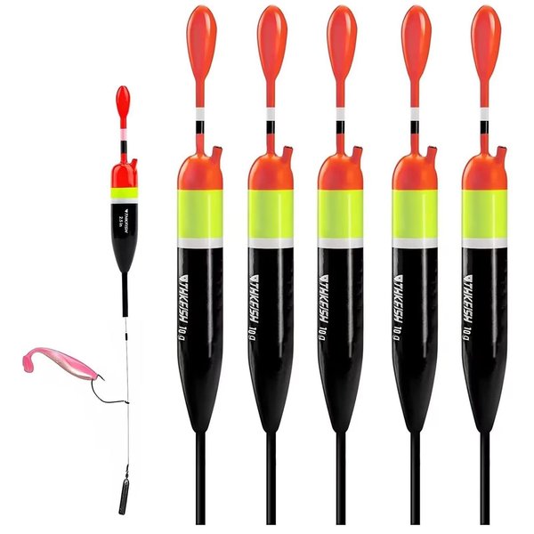 THKFISH Fishing Bobbers Fishing Floats and Bobbers Slip Bobbers for Fishing Balsa Floats Crappie Fishing Bobbers Floatage 3/8oz(3.84"X0.6"X 7.2")-5PCS