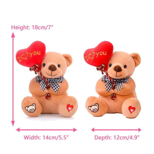 Gloveleya for Mom Plush Teddy Bear Holding Balloon Heart I Love You Lover's Gifts Brown 7"