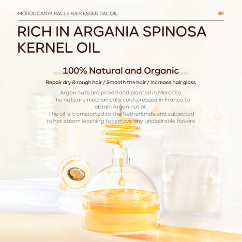 QUIYUM Argan Oil of Morocco Penetrating Hair Treatment Oils, Hair Serum for Frizz Control, Leave-In Hydrating Oil Serum for Dry, Damaged & Coarse Hair, Paraben & Sulfate-Free, 3.52fl.oz