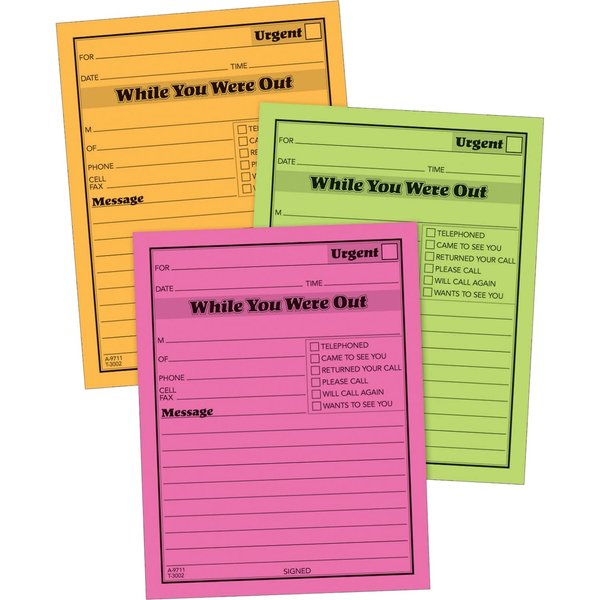 Adams While You Were Out Pads, 4.25 x 5.25 Inches, Assorted Neon Colors, 50 Sheets/Pad (6-Pack) (9711NEON)