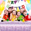 Purple Party Tableware set, Purple Happy Birthday Theme 20 Plates and 20 Napkins and Tablecloths 71 '' x 42 '' for Girls Women Silver Glitter Birthday Party Supplies