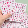 6 Sheets Breast Cancer Nail Stickers Pink Ribbon 3D Self-Adhesive Nail Decals Breast Cancer Awareness Pink Ribbon Nail Stickers Pink Heart Ribbon Nail Decals for Women Girls DIY Manicure Decoration